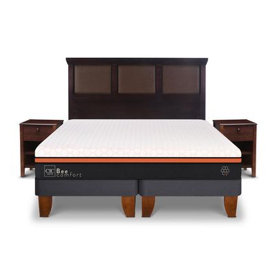 Cama europea Bee Comfort King  + Muebles