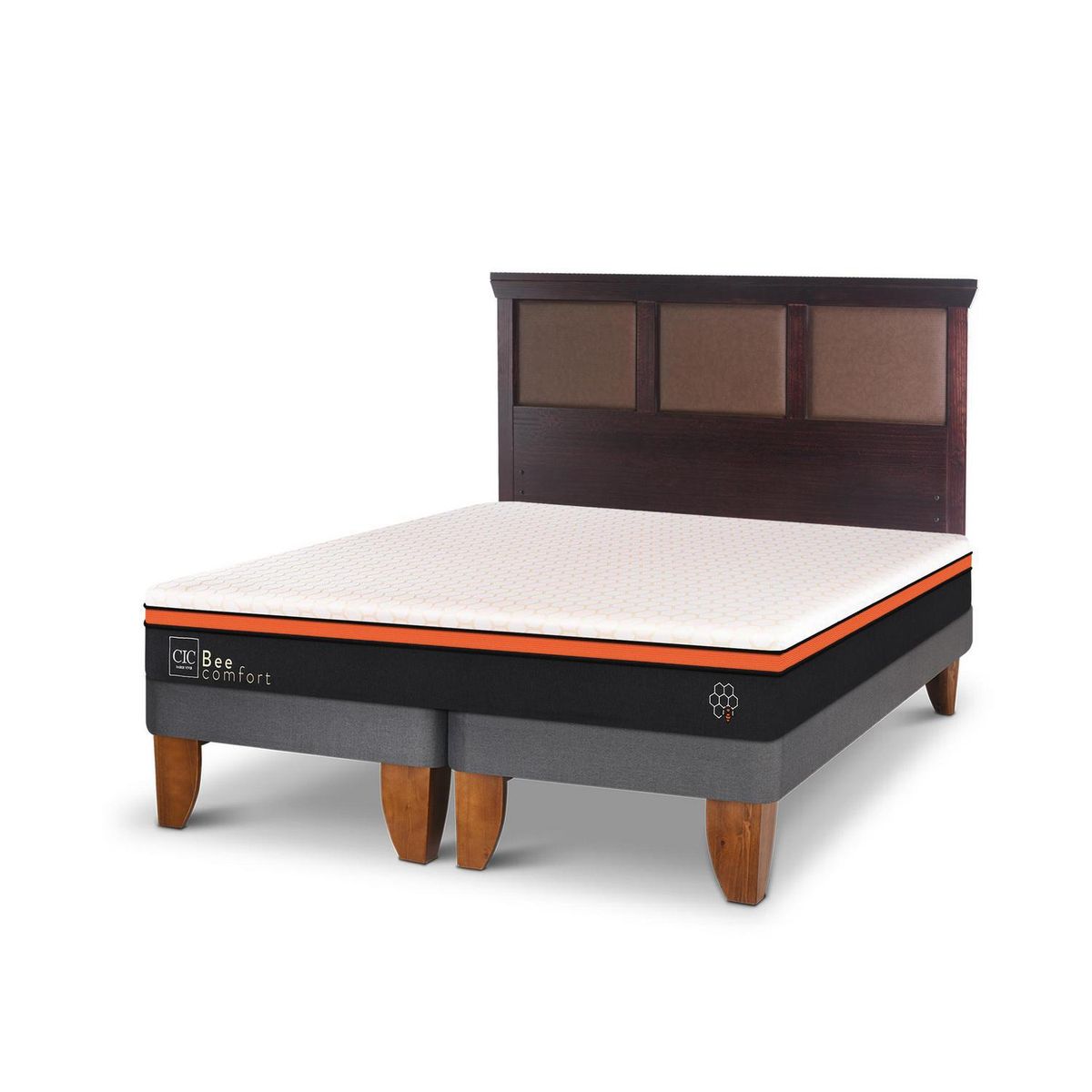 CIC - Cama Europea Bee Comfort 2 Plazas + Muebles