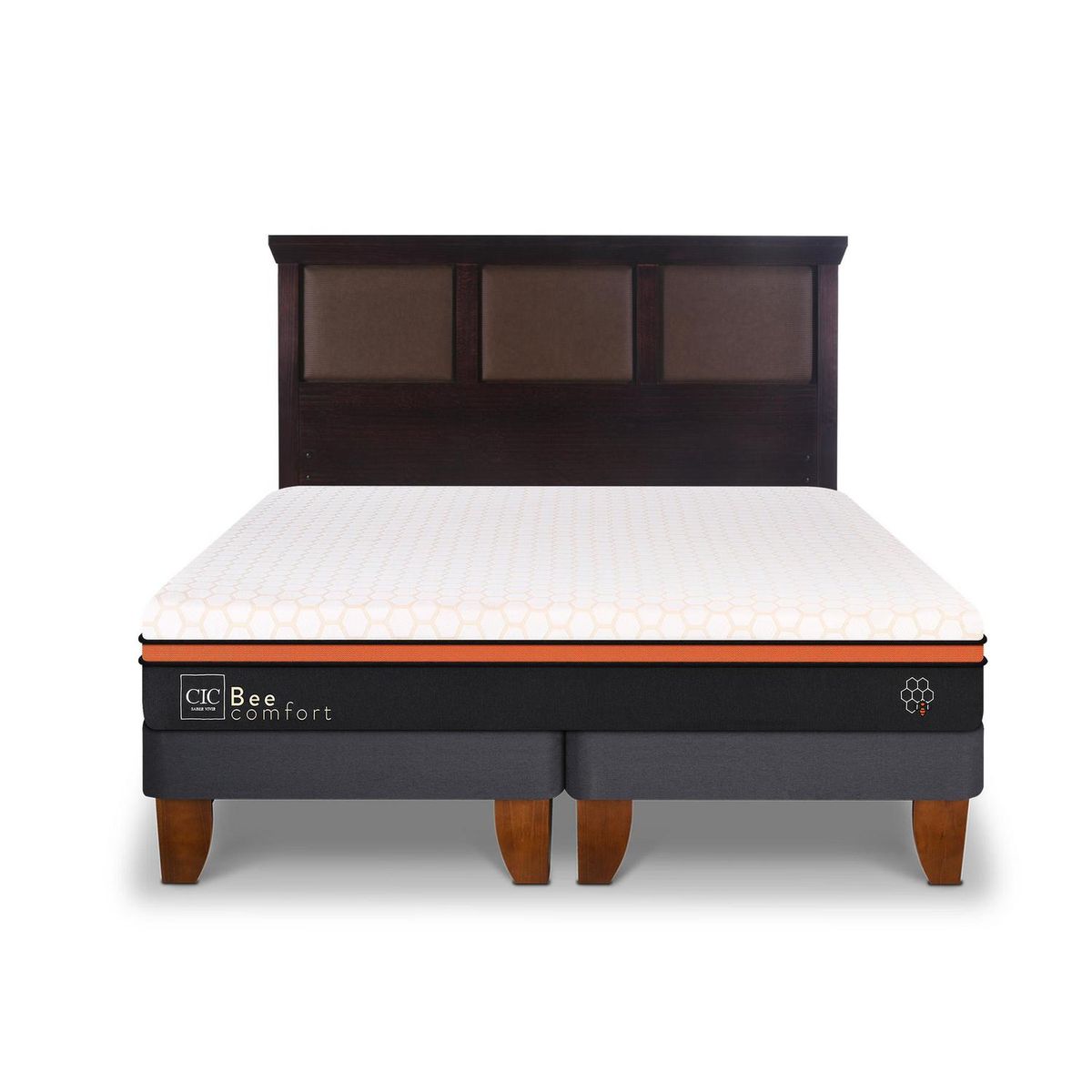 CIC - Cama Europea Bee Comfort 2 Plazas + Muebles