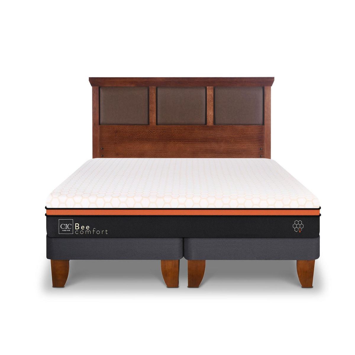 CIC - Cama Europea Bee Comfort 2 Plazas + Muebles