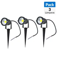 HB LEDS - Pack 3 Focos Led Estaca Jardín 7 W IP00 420 lm Luz Fría