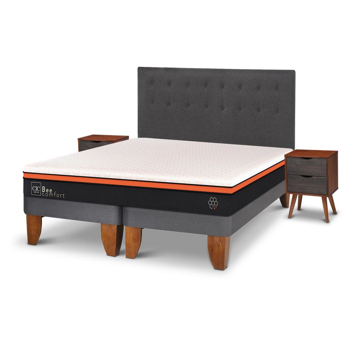 CIC - Cama Europea Bee Comfort King + Muebles