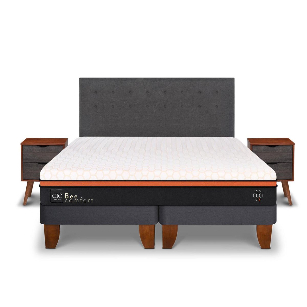 CIC - Cama Europea Bee Comfort King + Muebles