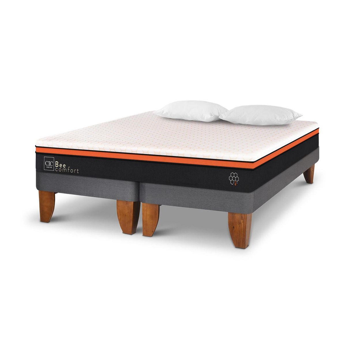 CIC - Cama King Europea Bee Comfort Blanco/gris/naranjo