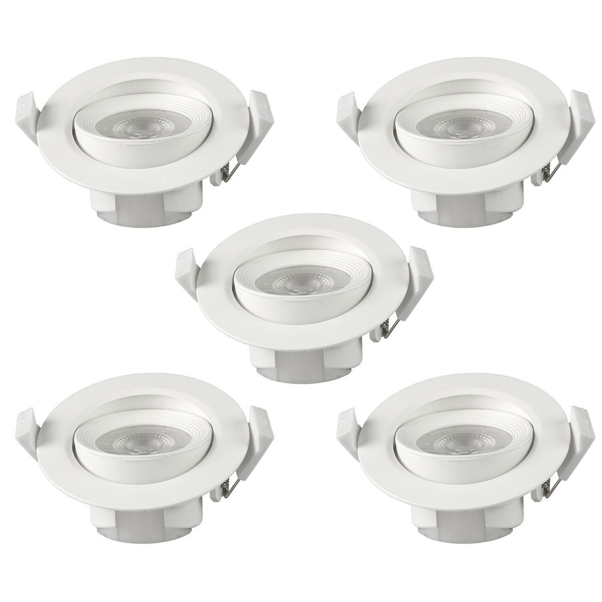 HB LEDS - Pack 5 Foco Basculante LED Embutido Spot 7W 3000K
