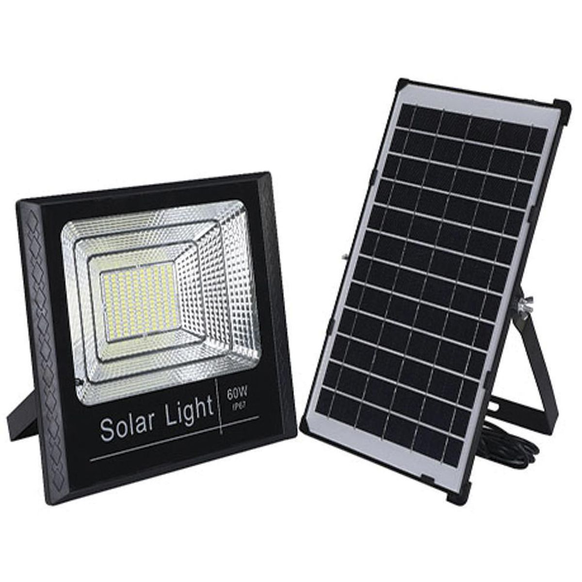 HB LEDS - Foco Proyector Led de Área con Panel Solar Aluminio 