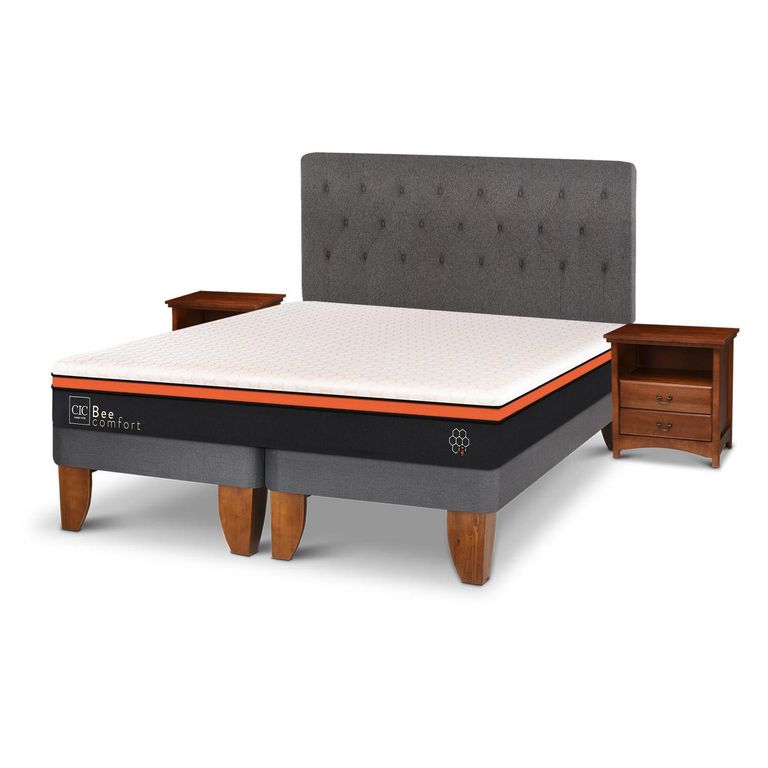 Cama Europea Bee Comfort King + Muebles