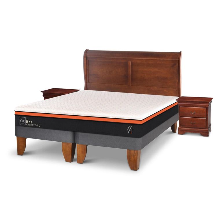 Cama Europea Bee Comfort 2 Plazas + Muebles