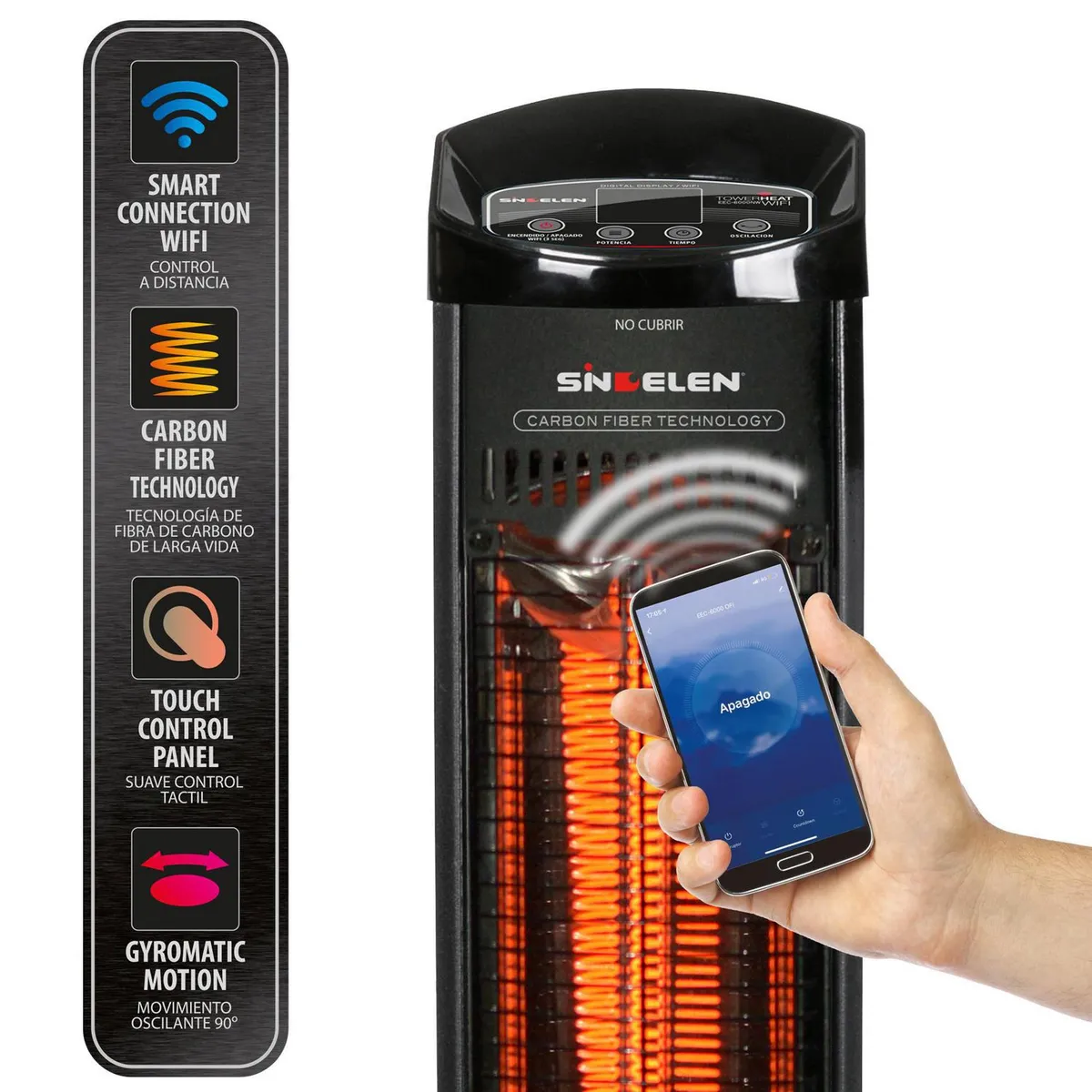 SINDELEN - Estufa Carbono Radiación EEC-6000NW Negro