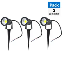 HB LEDS - Pack 3 Focos Led Estaca Jardín 5 W No tiene 300 lm Luz Cálida