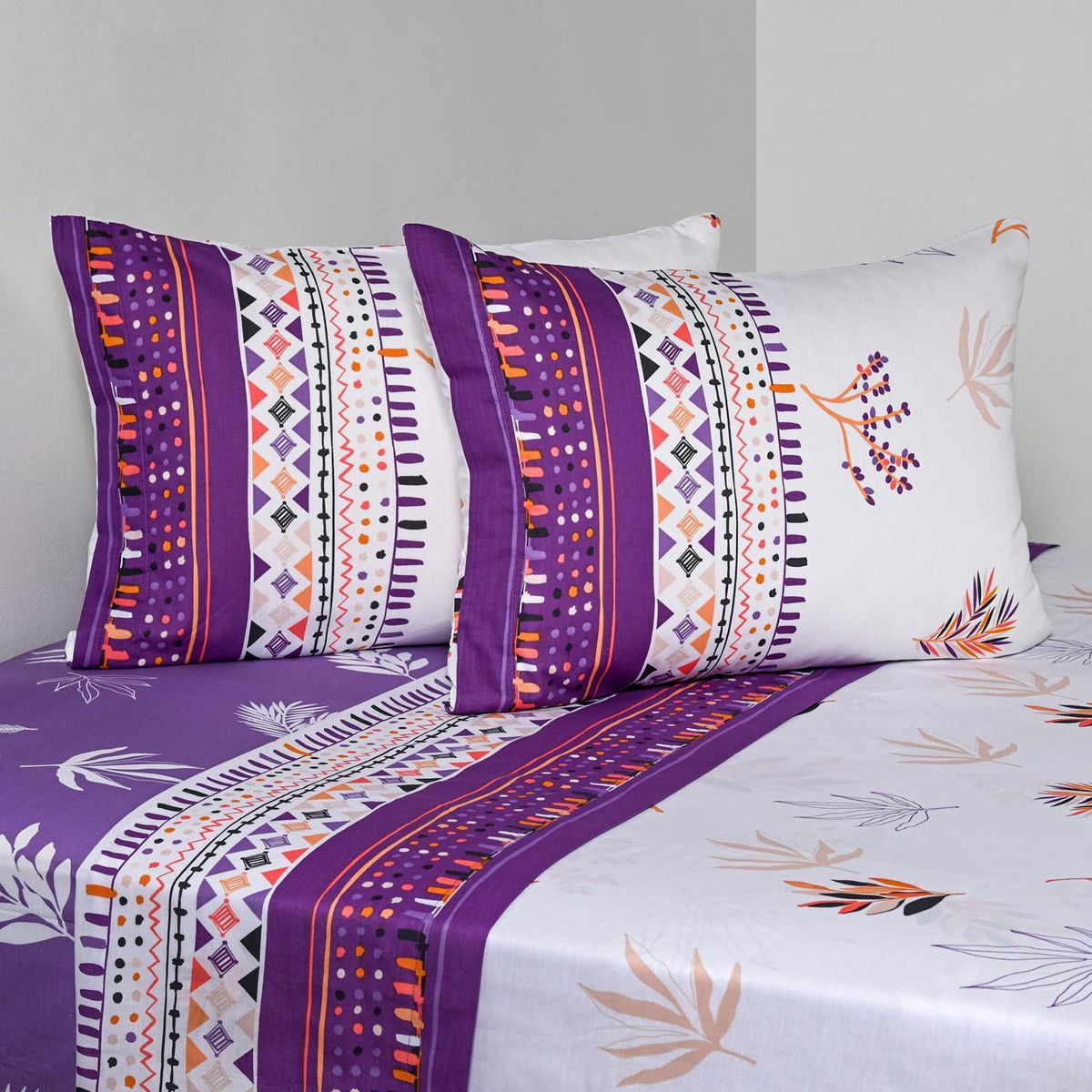 AMERICAN FAMILY - Juego de Sábanas Lavender King 144 Hilos Multicolor