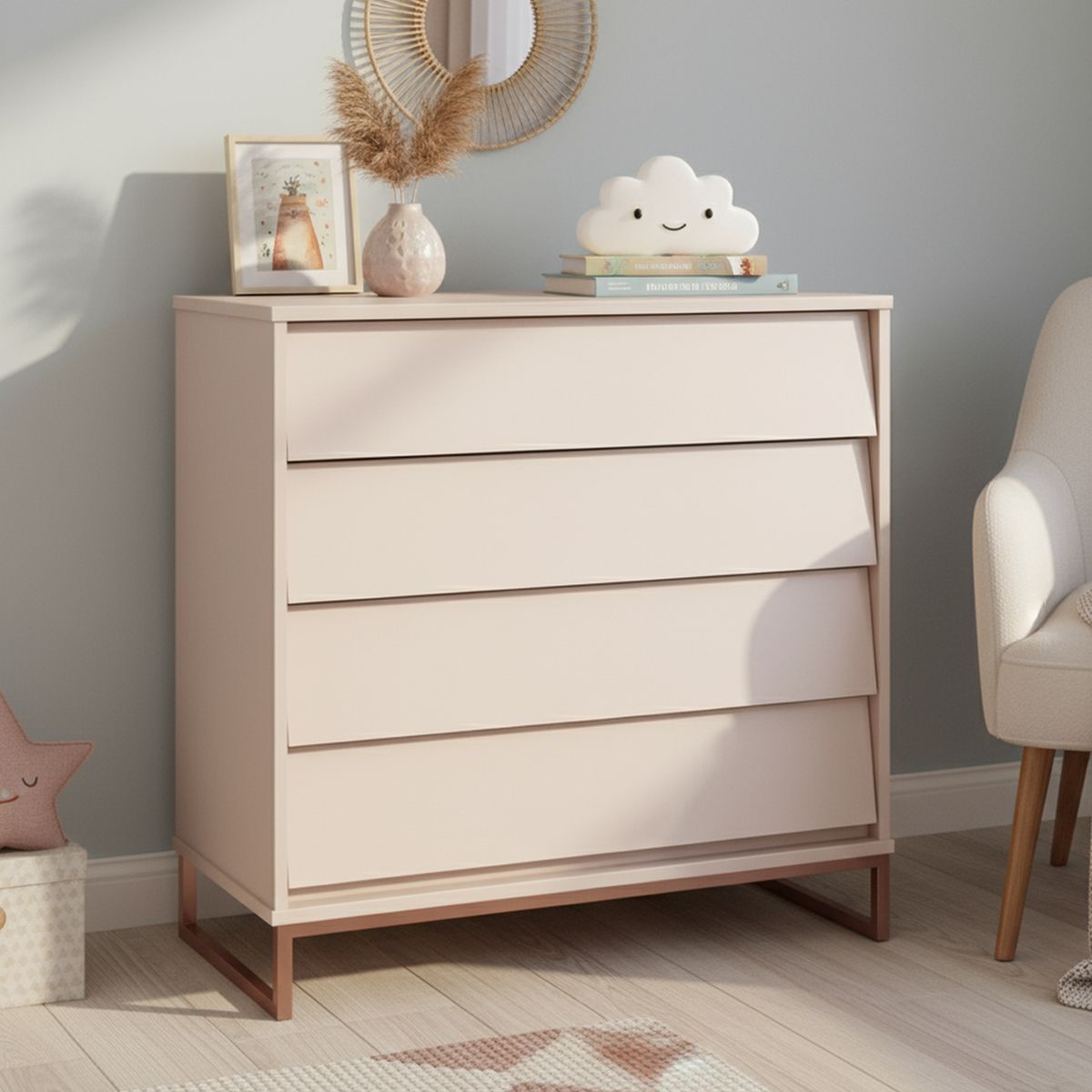 KIDSCOOL - Cómoda 4 Cajón(es) Noah 90x97x45 cm Rosado