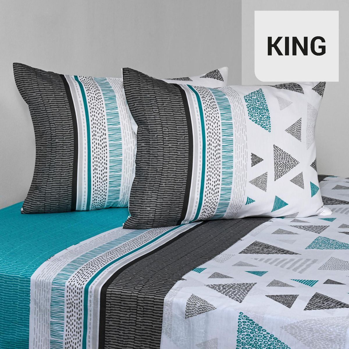 AMERICAN FAMILY - Juego de Sábanas Trigono King 144 Hilos Multicolor