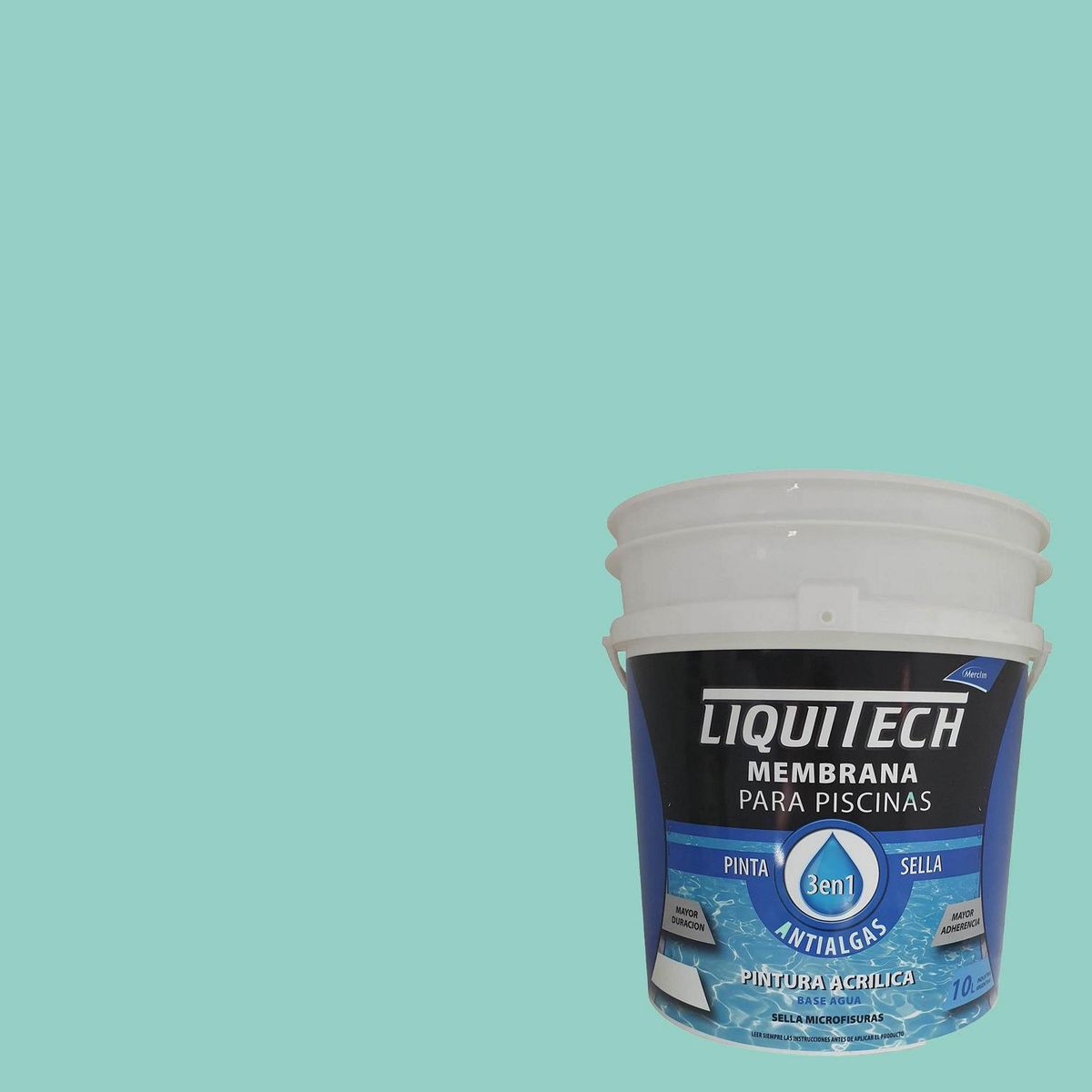MERCLIN - Pintura para Piscinas Membrana 3 en 1 Tineta 10 l Mate Verde Aquamarina