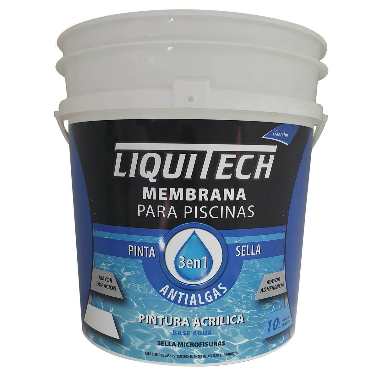 MERCLIN - Pintura para Piscinas Membrana 3 en 1 Tineta 10 l Mate Verde Aquamarina
