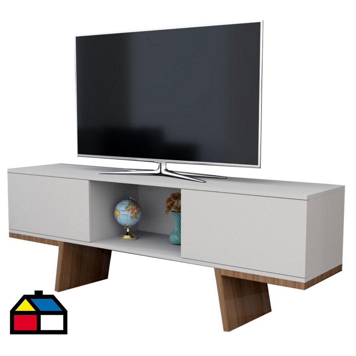 BE DESIGN - Rack TV Blanco/castaño