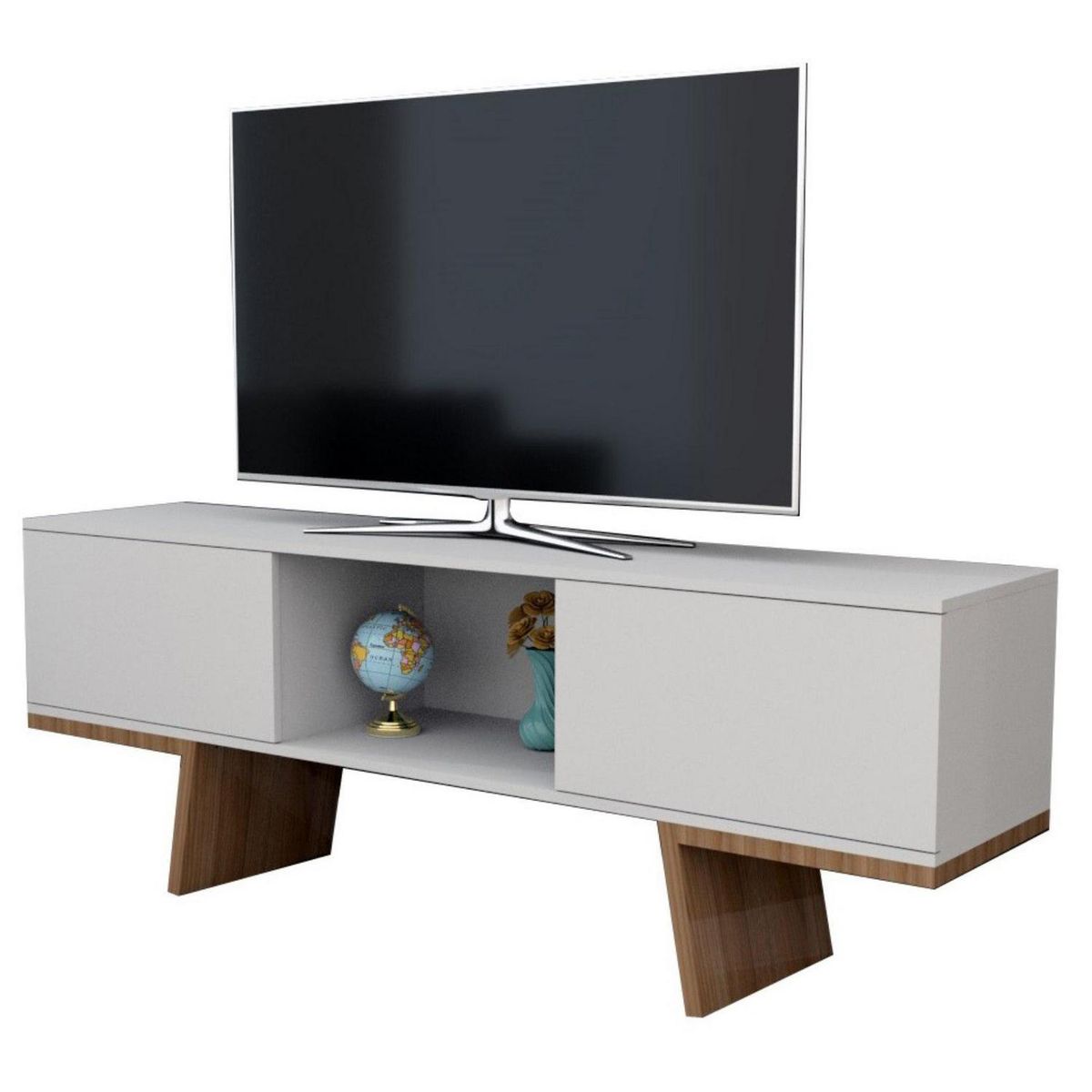BE DESIGN - Rack TV Blanco/castaño