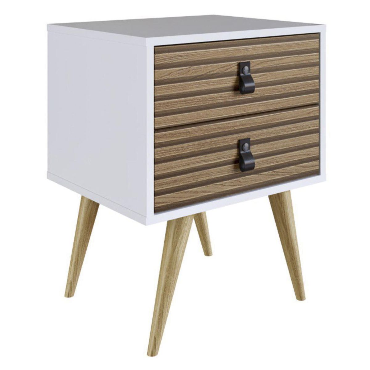 BE DESIGN - Velador 2 Cajón(es) Amber 45x57.9x38.5 cm Blanco/ Brise