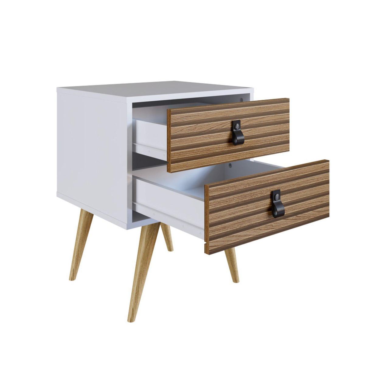 BE DESIGN - Velador 2 Cajón(es) Amber 45x57.9x38.5 cm Blanco/ Brise