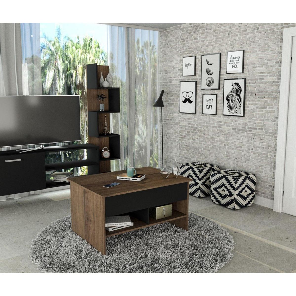 BE DESIGN - Mesa de centro Smart negro - beige