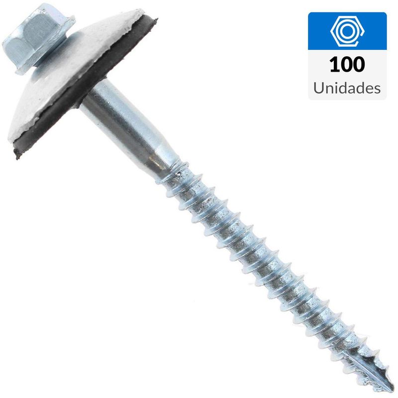 FIXSER - Tornillo Autoperforante Cabeza Hexagonal Madera 3 " 5.5 cm 100 Unidades