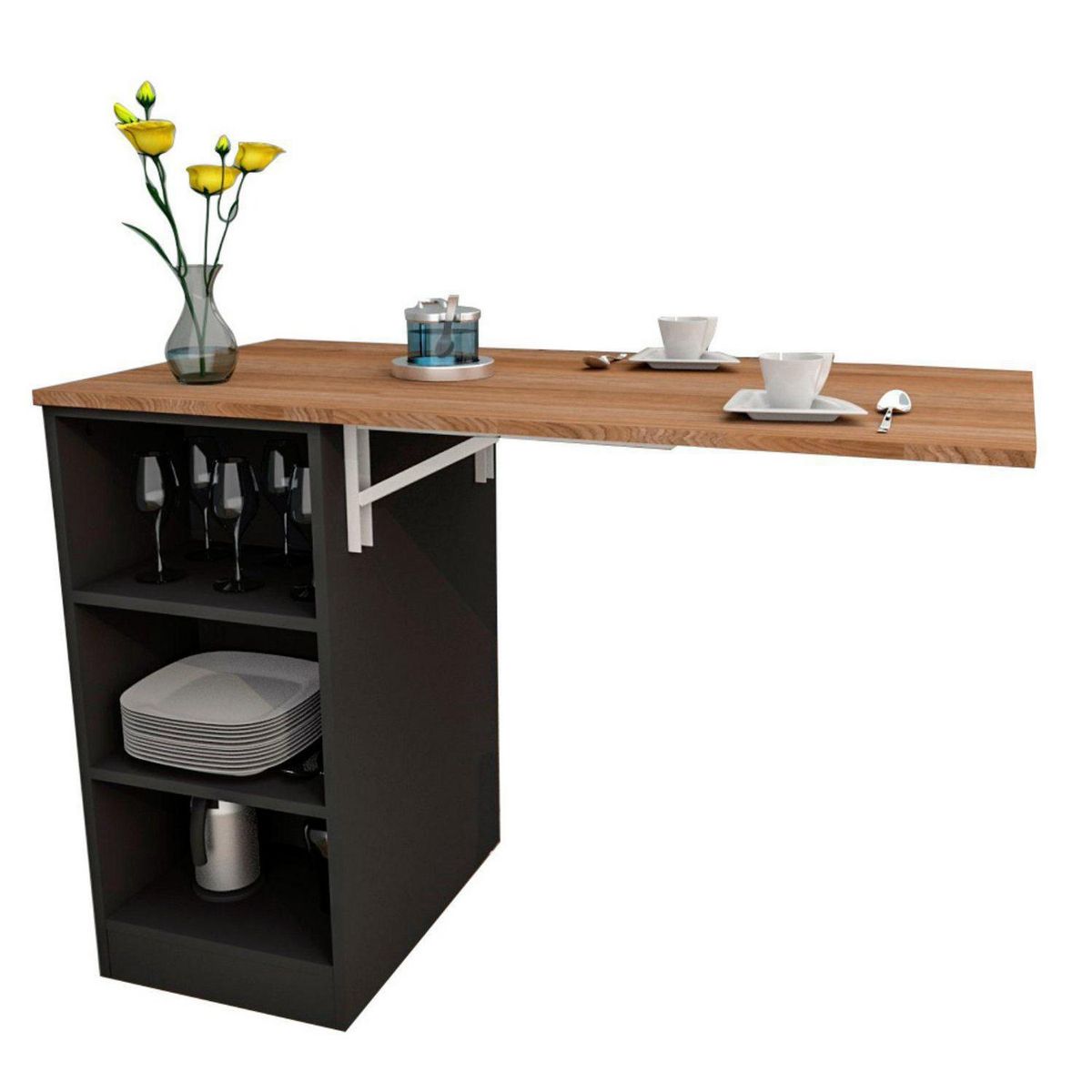 BE DESIGN - Juego de Comedor Enjoy 2 Sillas Mesa Rectangular 75x53x105 cm Blanco/Café