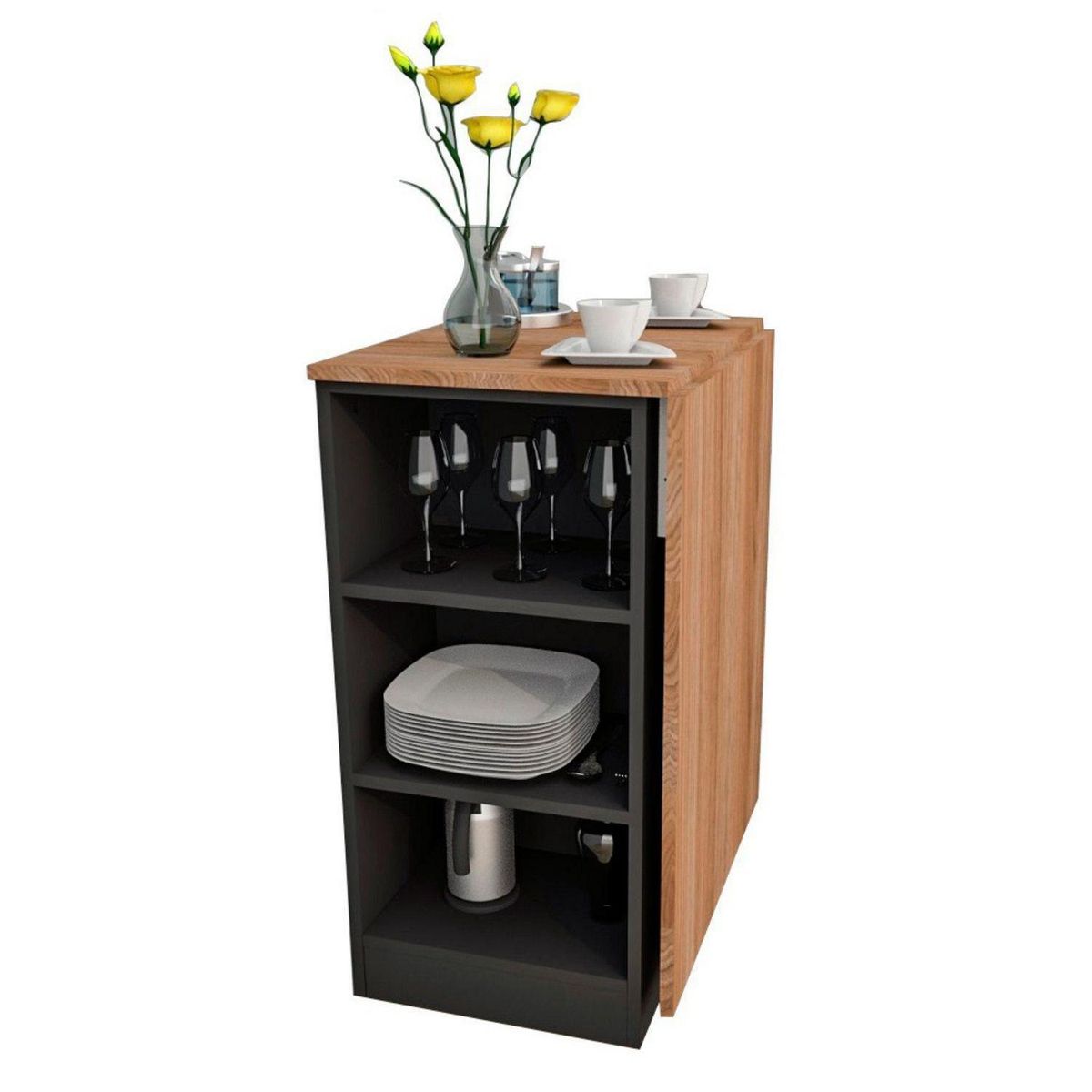 BE DESIGN - Juego de Comedor Enjoy 2 Sillas Mesa Rectangular 75x53x105 cm Blanco/Café