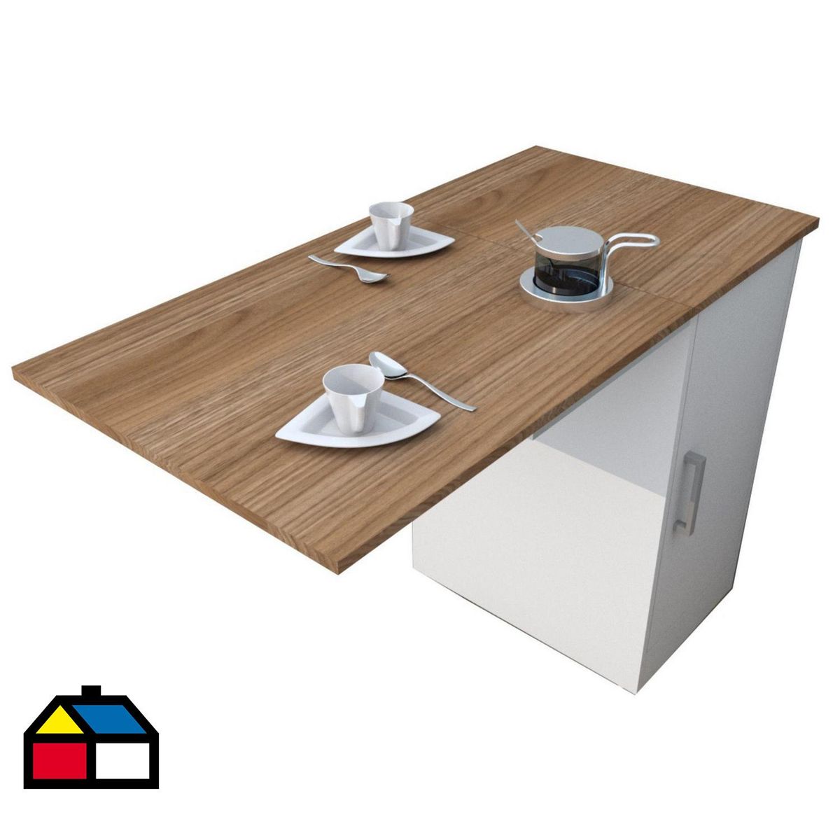 BE DESIGN - Juego de Comedor Enjoy 2 Sillas Mesa Rectangular 75x53x105 cm Blanco/Café