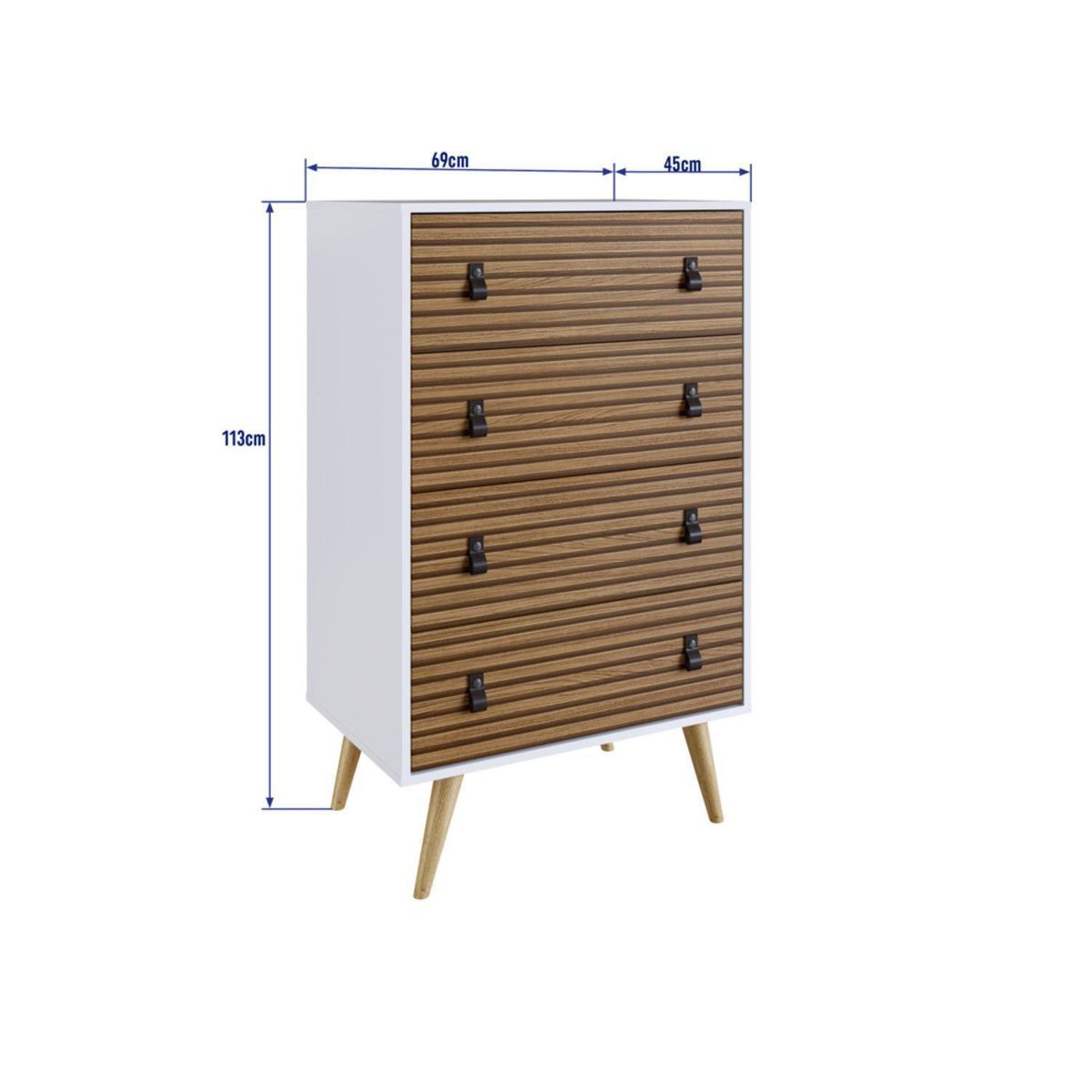 BE DESIGN - Cómoda 4 Cajón(es) Amber 69x113x45 cm Blanco/ Brise