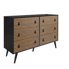 BE DESIGN - Cómoda 6 Cajón(es) Amber 136x90x45 cm Negro/ Brise