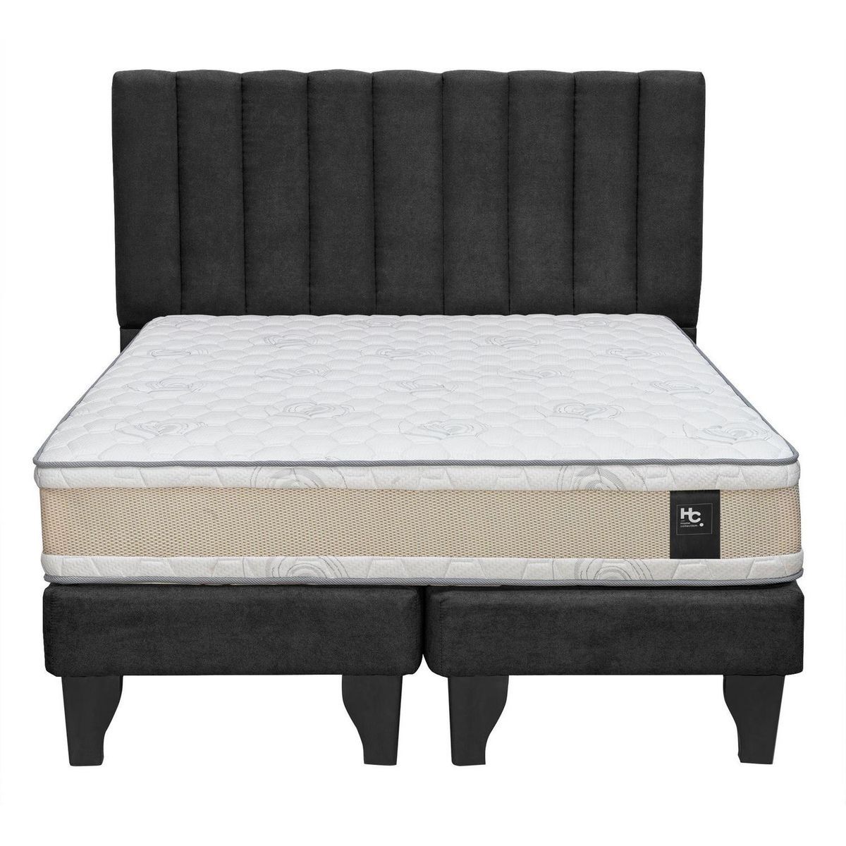 JUST HOME COLLECTION - Combo Cama 2 plazas Europea Comfort Gold Negro