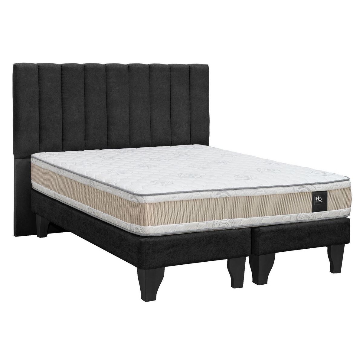 JUST HOME COLLECTION - Combo Cama 2 plazas Europea Comfort Gold Negro