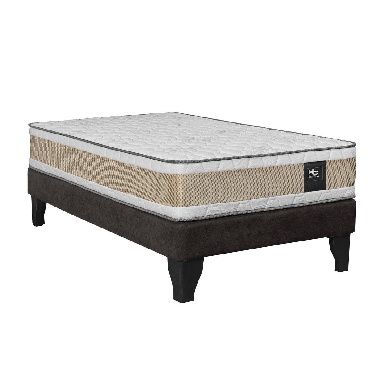 JUST HOME COLLECTION - Cama 1.5 plazas Europea Comfort Gold Chocolate