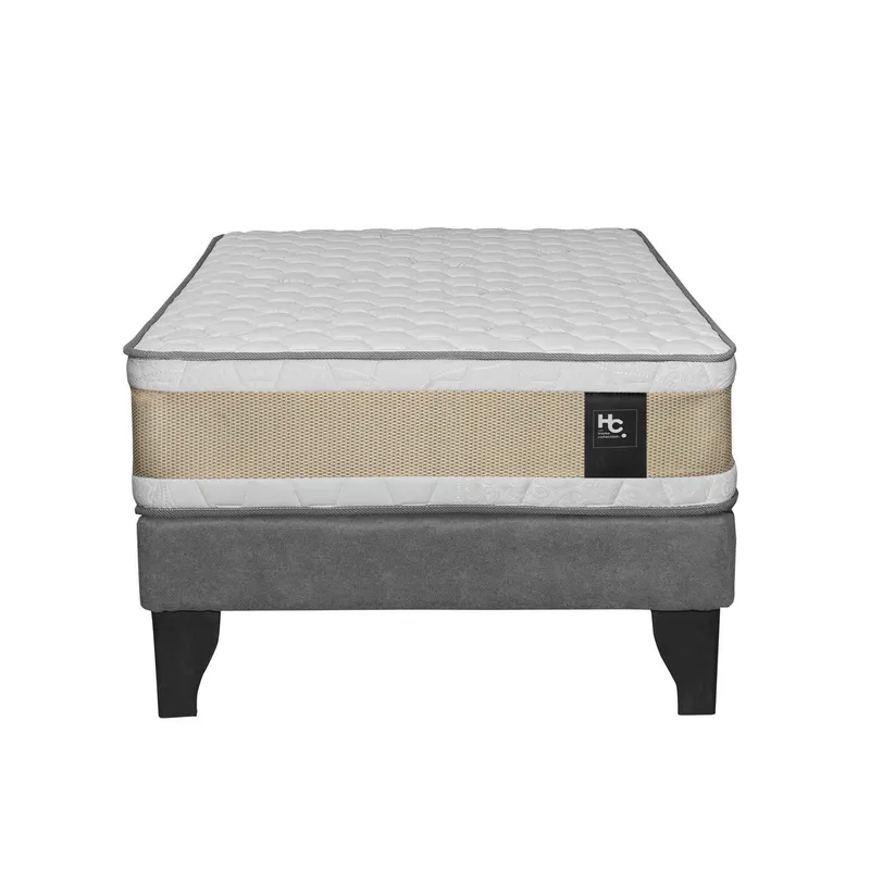 JUST HOME COLLECTION - Cama 1.5 Plazas Europea Comfort Gold Gris