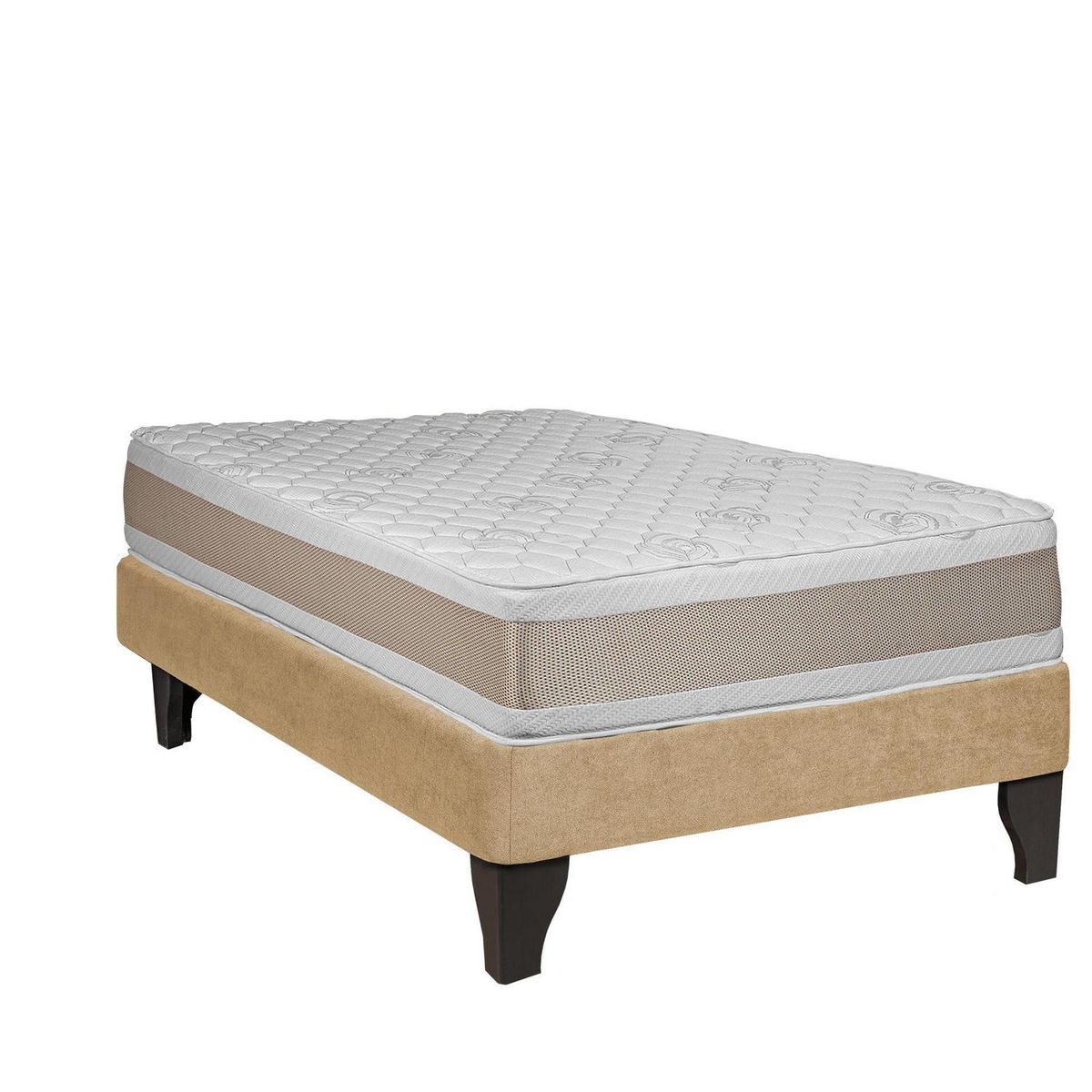 JUST HOME COLLECTION - Cama 1.5 plazas Europea Comfort Gold Café claro