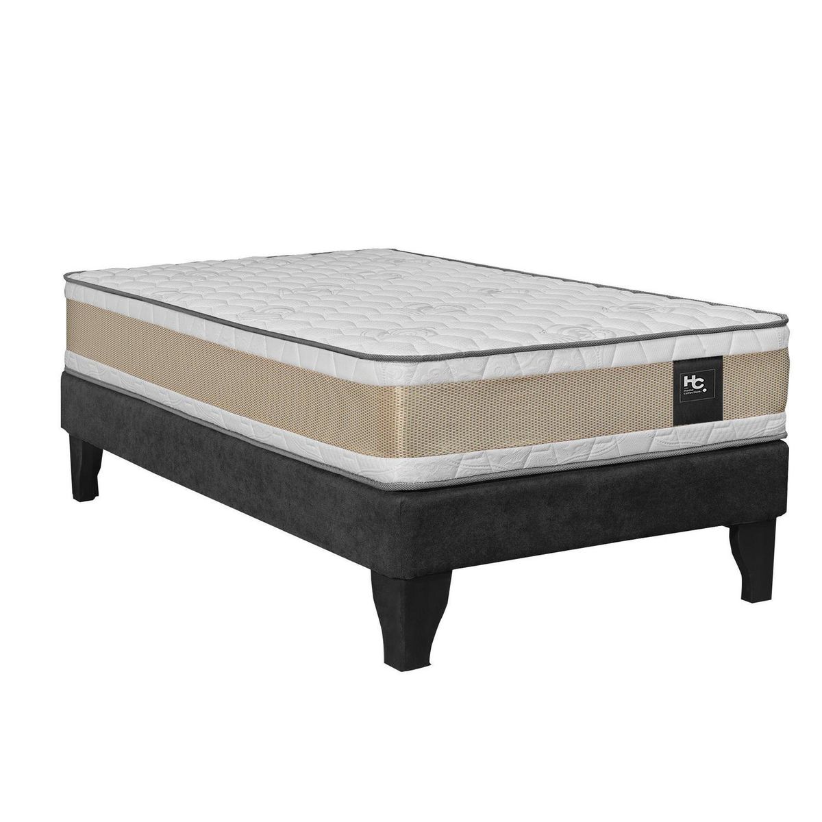 JUST HOME COLLECTION - Cama 1.5 plazas Europea Comfort Gold Negro