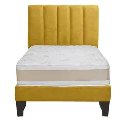 JUST HOME COLLECTION - Colchón Premium + Respaldo + Base 1,5 Plazas Mostaza