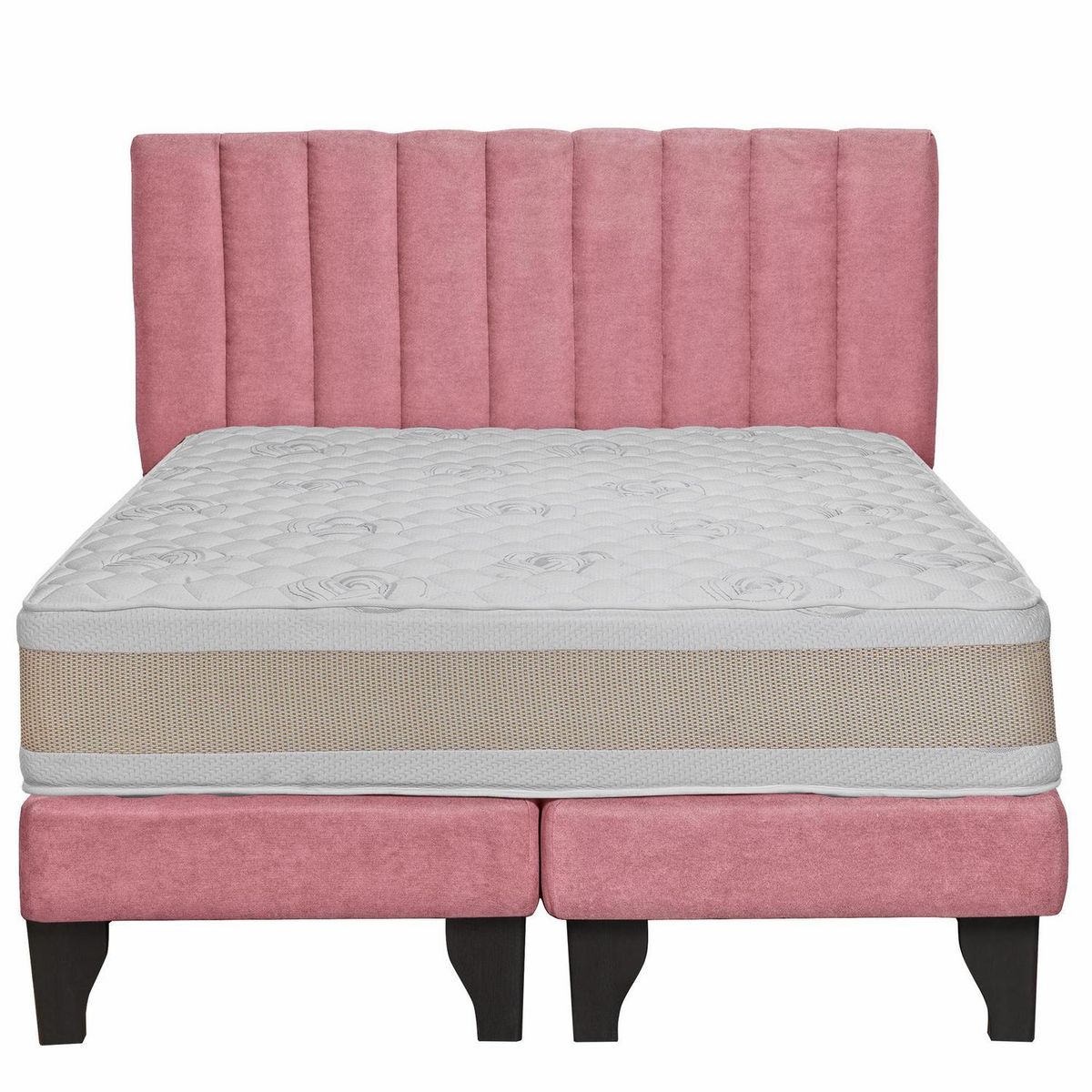 JUST HOME COLLECTION - Colchón Premium + respaldo + base 2,0 plazas rosa