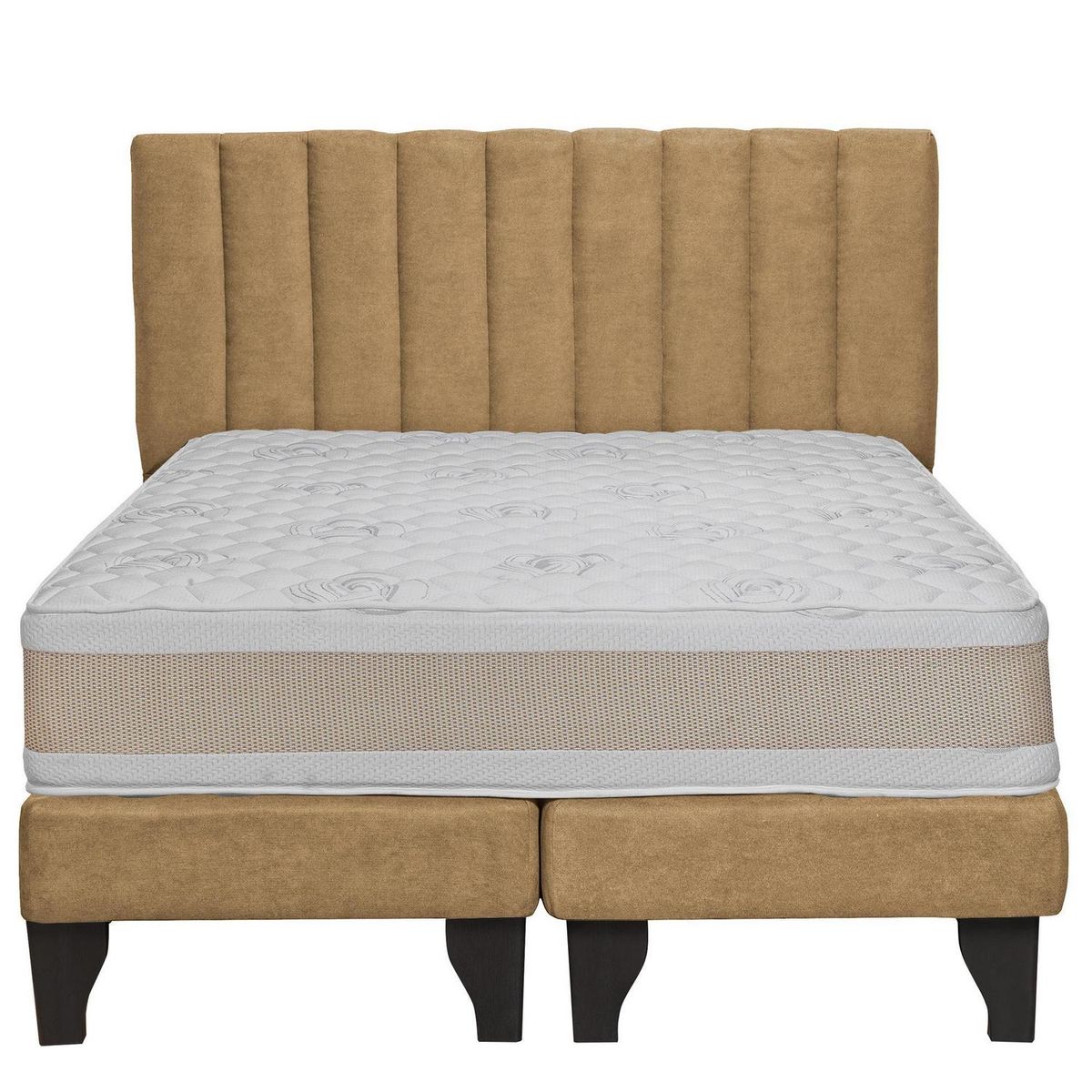 JUST HOME COLLECTION - Colchón Premium + Respaldo + Base 2,0 Plazas Café Claro