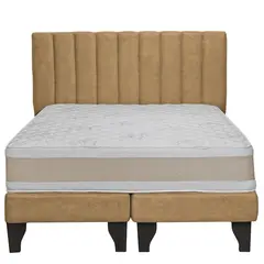 JUST HOME COLLECTION - Colchón Premium + Respaldo + Base 2,0 Plazas Café Claro