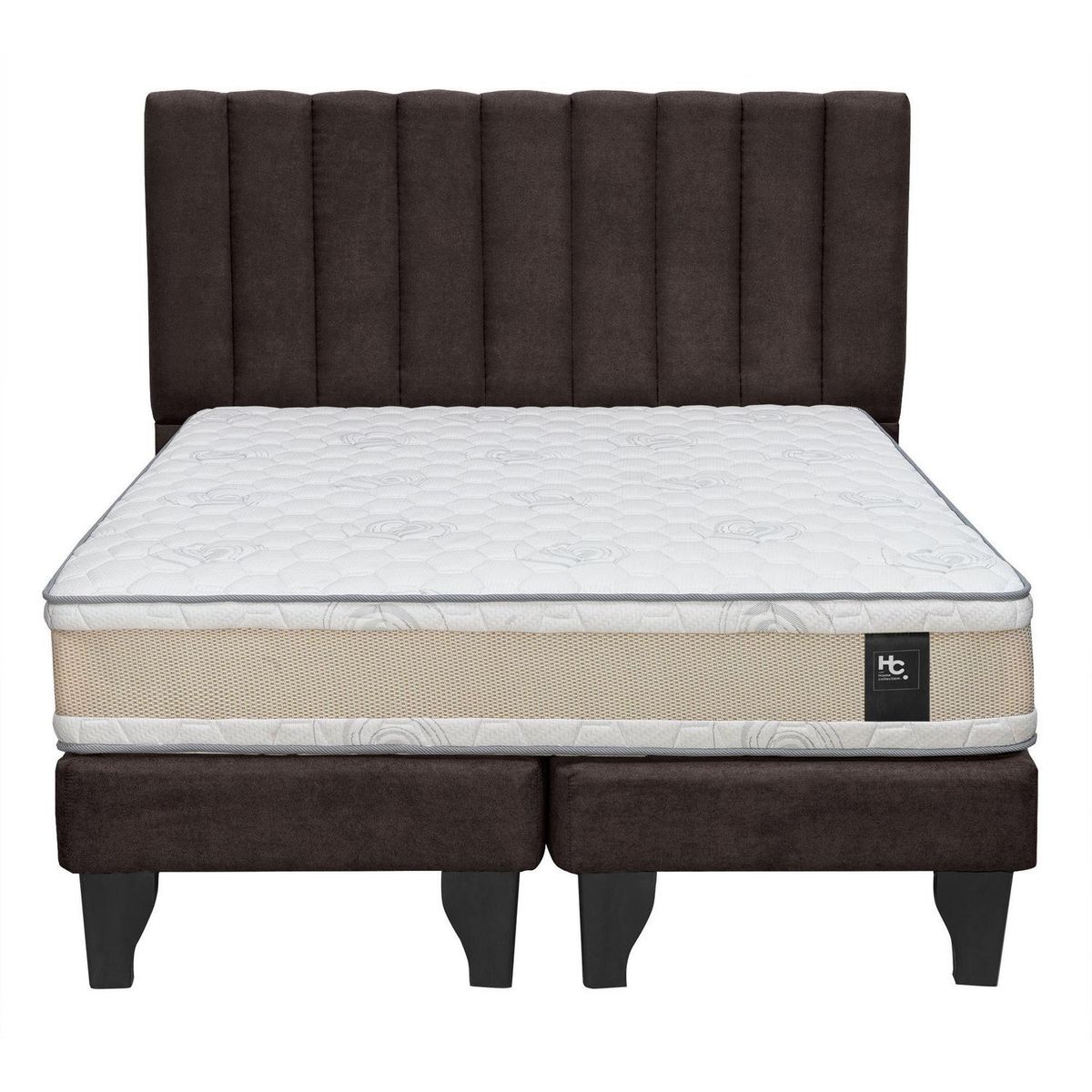 JUST HOME COLLECTION - Colchón Premium + Respaldo + Base 2,0 Plazas Chocolate
