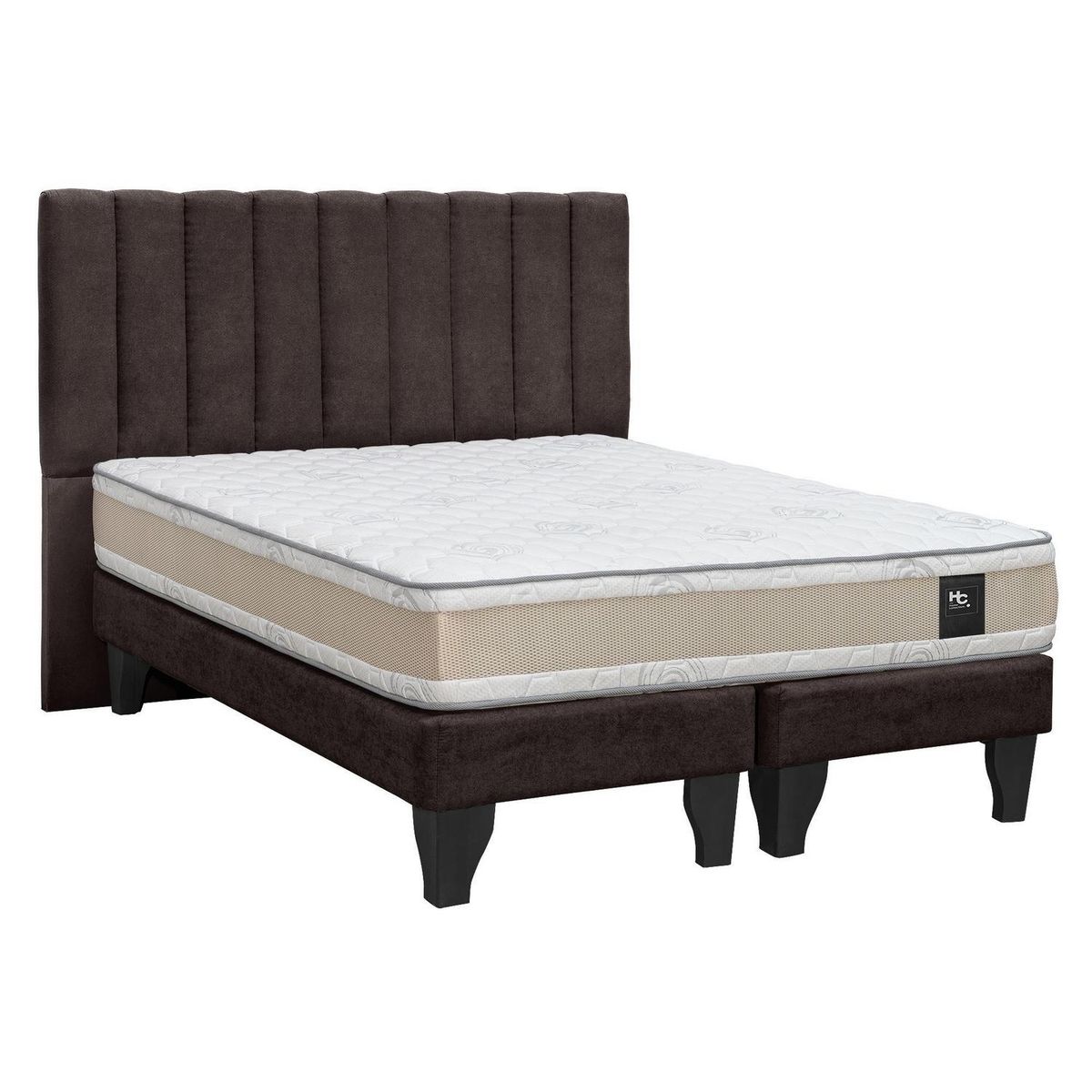 JUST HOME COLLECTION - Colchón Premium + Respaldo + Base 2,0 Plazas Chocolate