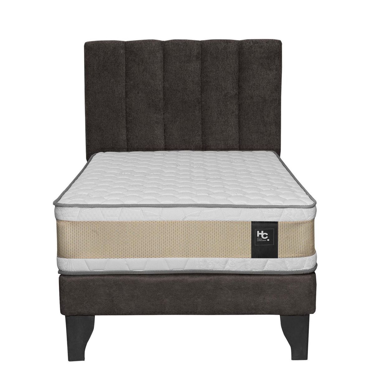 JUST HOME COLLECTION - Colchón Premium + respaldo + base 1,5 plazas chocolate