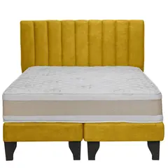 JUST HOME COLLECTION - Colchón Premium + Respaldo + Base 2,0 Plazas Mostaza
