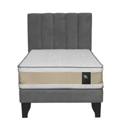 JUST HOME COLLECTION - Colchón Premium + respaldo + base 1,5 plazas gris