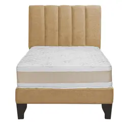 JUST HOME COLLECTION - Colchón Premium + Respaldo + Base 1,5 Plazas Café Claro