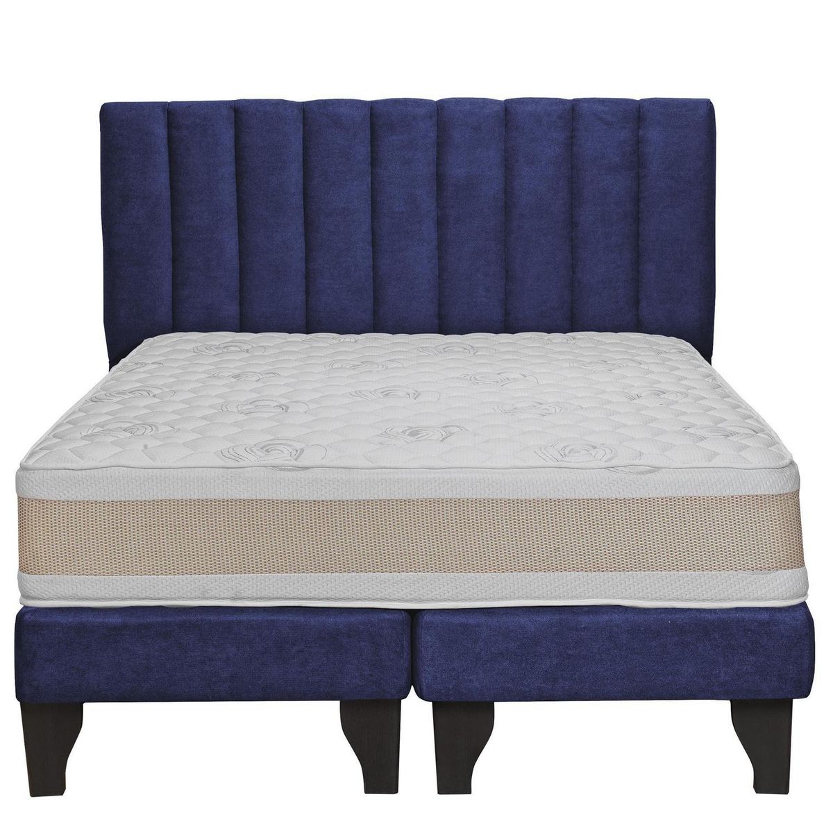 JUST HOME COLLECTION - Colchón Premium + Respaldo + Base 2,0 Plazas Azul