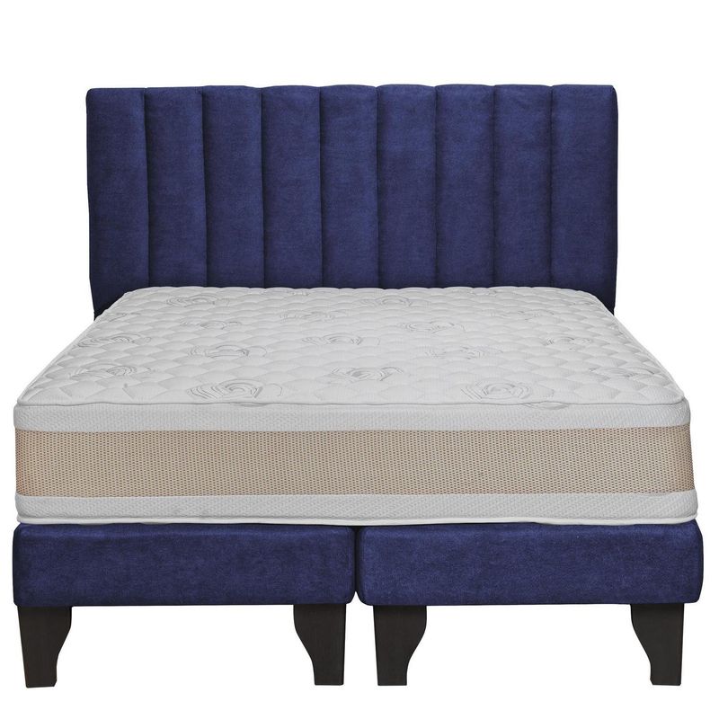 JUST HOME COLLECTION - Colchón Premium + respaldo + base 2,0 plazas azul