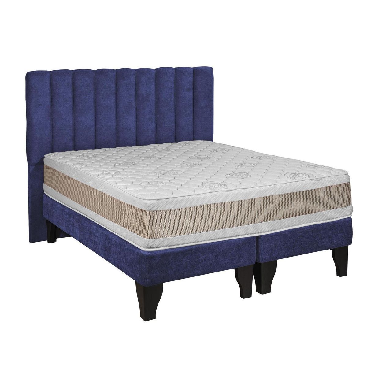 JUST HOME COLLECTION - Colchón Premium + Respaldo + Base 2,0 Plazas Azul