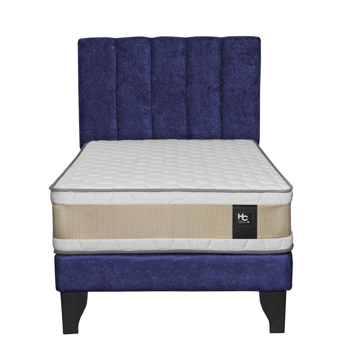 JUST HOME COLLECTION - Colchón Premium + Respaldo + Base 1,5 Plazas Azul